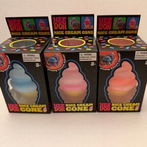 Bundle Needoh 3 Count Nice Cream Cone  - Blue, Pink, Yellow